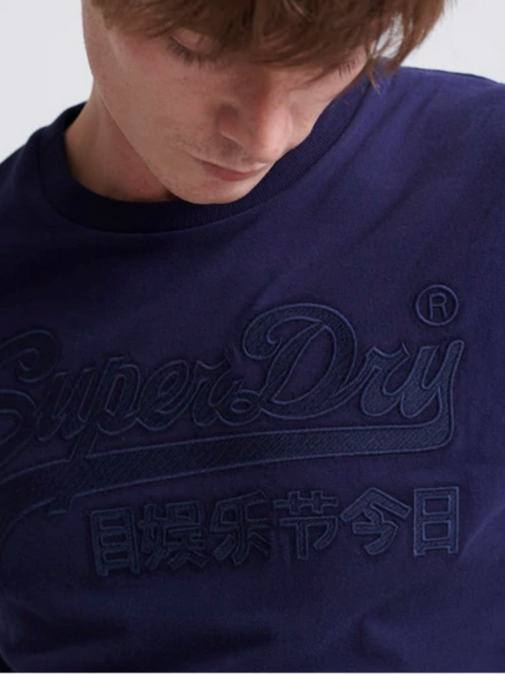 Marinblå Superdry logotyp T-shirt