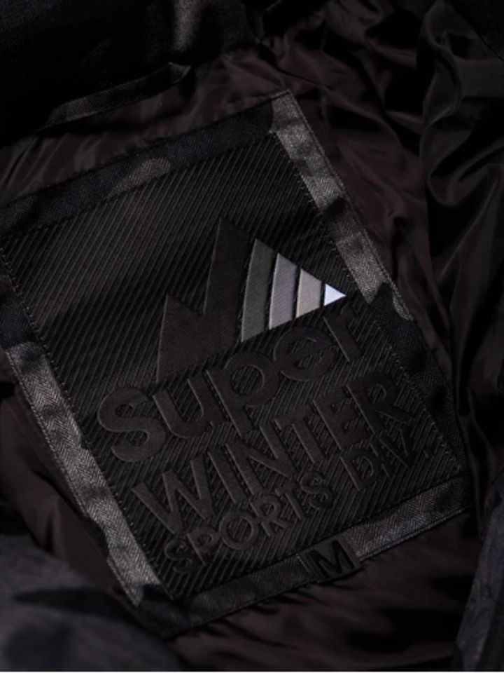 Svart/grå Superdry Puffer Camo Jacka för män