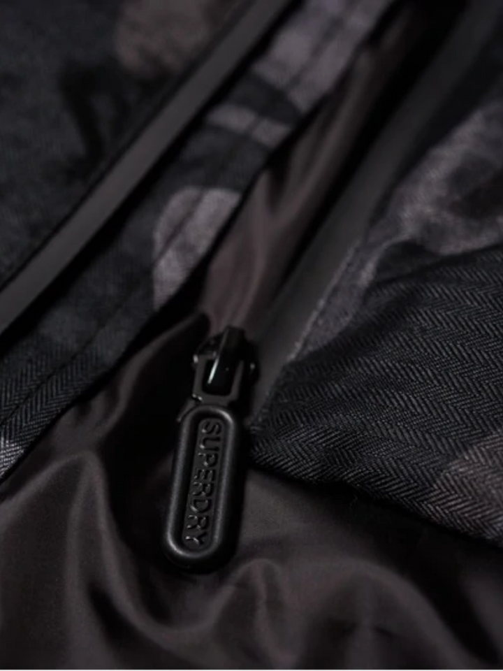 Svart/grå Superdry Puffer Camo Jacka för män