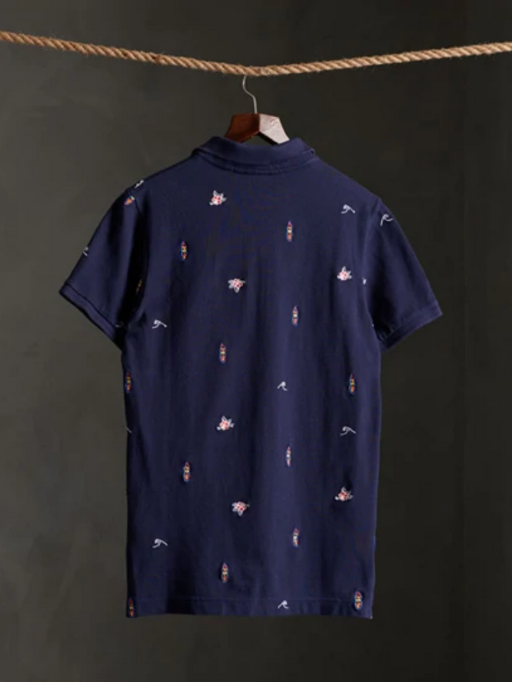 Mörkblå Superdry Pique Polo för män