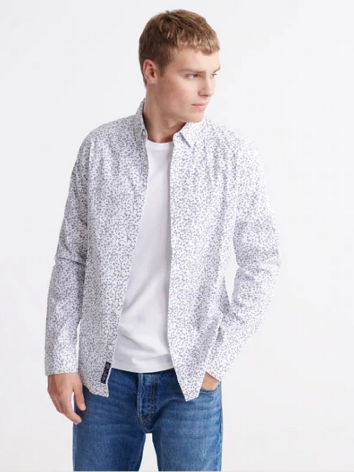 Vit blommig Superdry herrskjorta