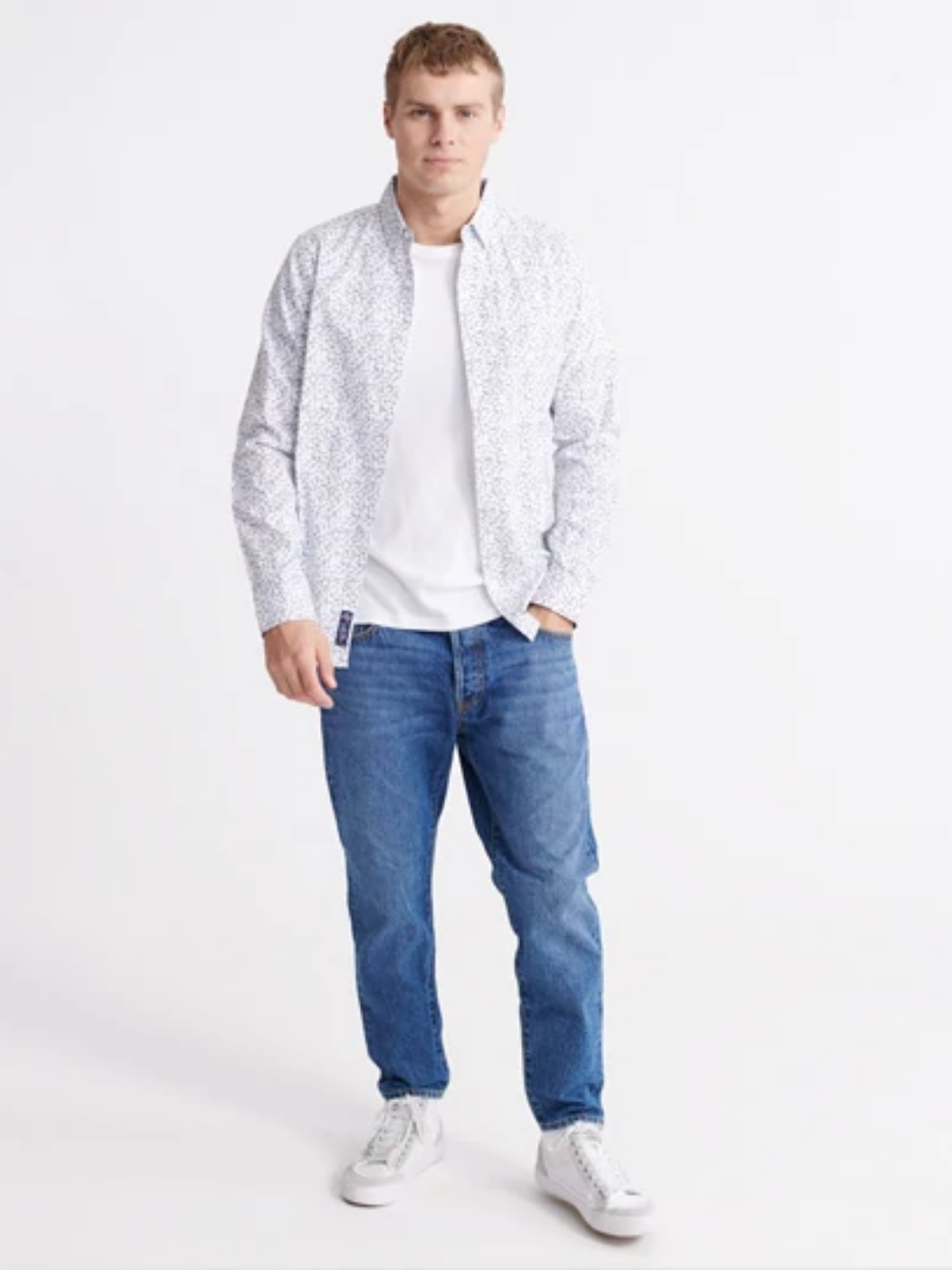 Vit blommig Superdry herrskjorta