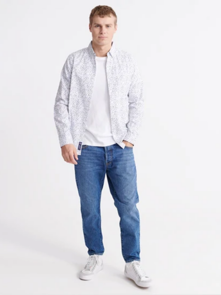 Vit blommig Superdry herrskjorta