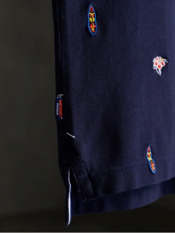 Mörkblå Superdry Pique Polo för män