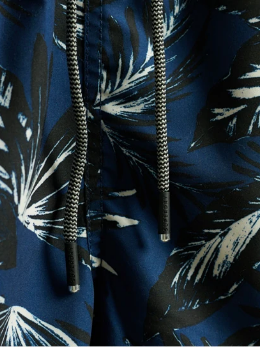 Marinblå mönstrade Superdry Edit badshorts för män