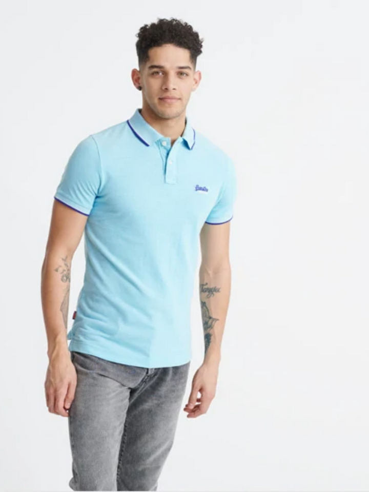 Turkos Superdry Pique Polo för män