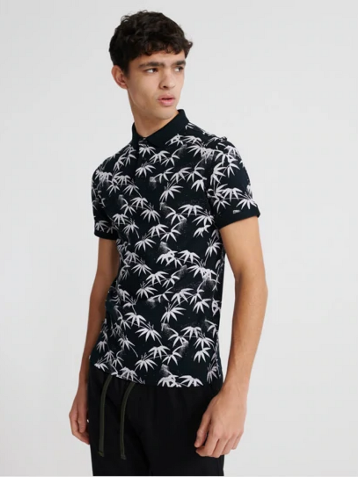 Svart Superdry Palm Tree Polo för män