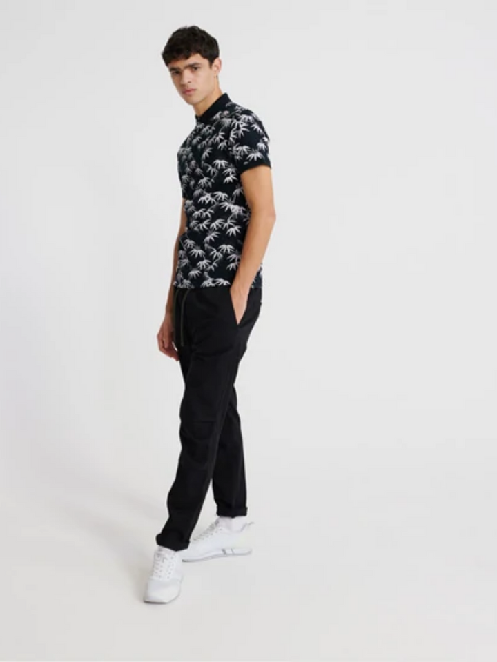 Svart Superdry Palm Tree Polo för män