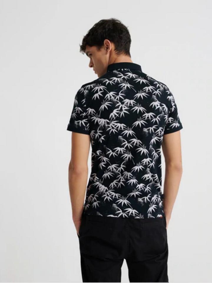 Svart Superdry Palm Tree Polo för män
