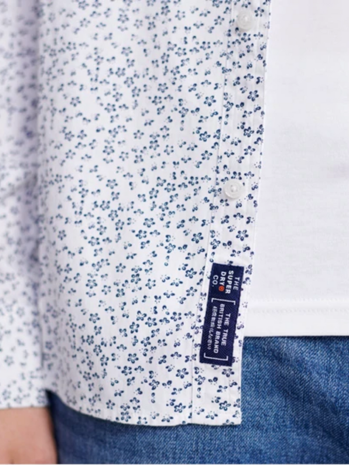 Vit blommig Superdry herrskjorta