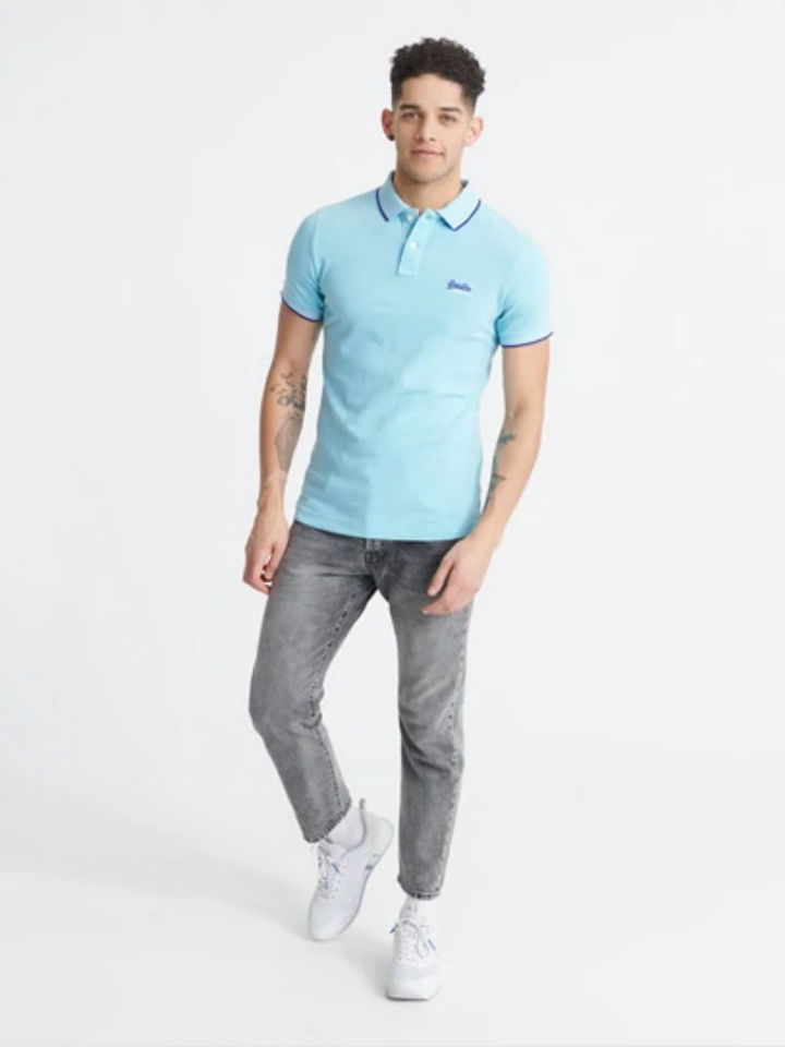 Turkos Superdry Pique Polo för män