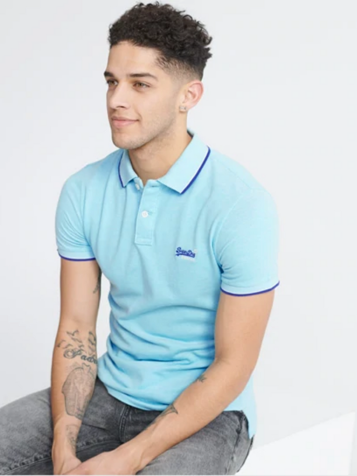 Turkos Superdry Pique Polo för män