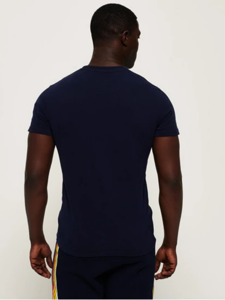 Marinblå Superdry T-shirt med gul logotyp