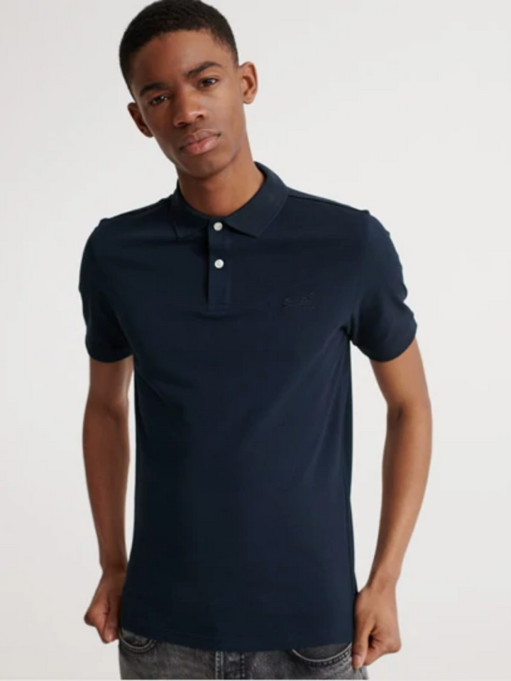 Marinblå klassisk Superdry Pique Polo för män