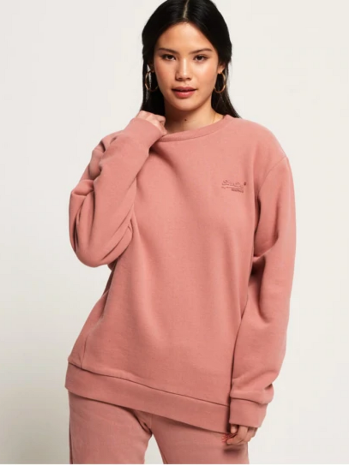 Rosa Superdry sweatshirt med rund hals för kvinnor
