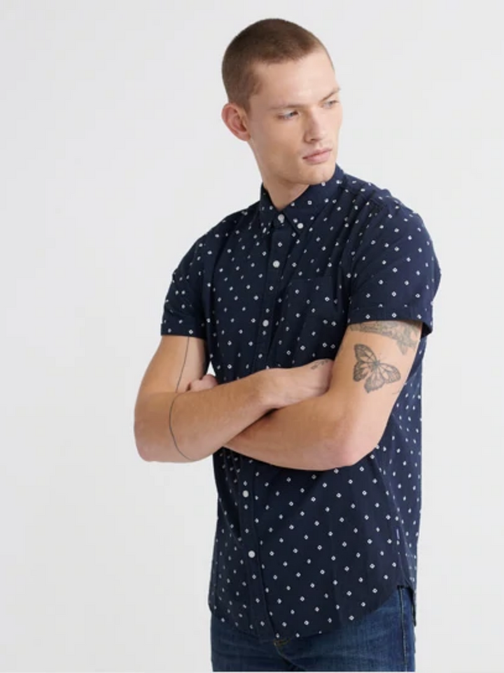 Marinblå kortärmad Superdry skjorta