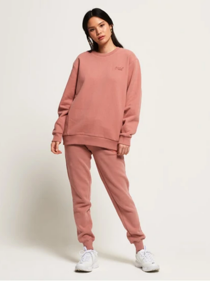 Rosa Superdry sweatshirt med rund hals för kvinnor