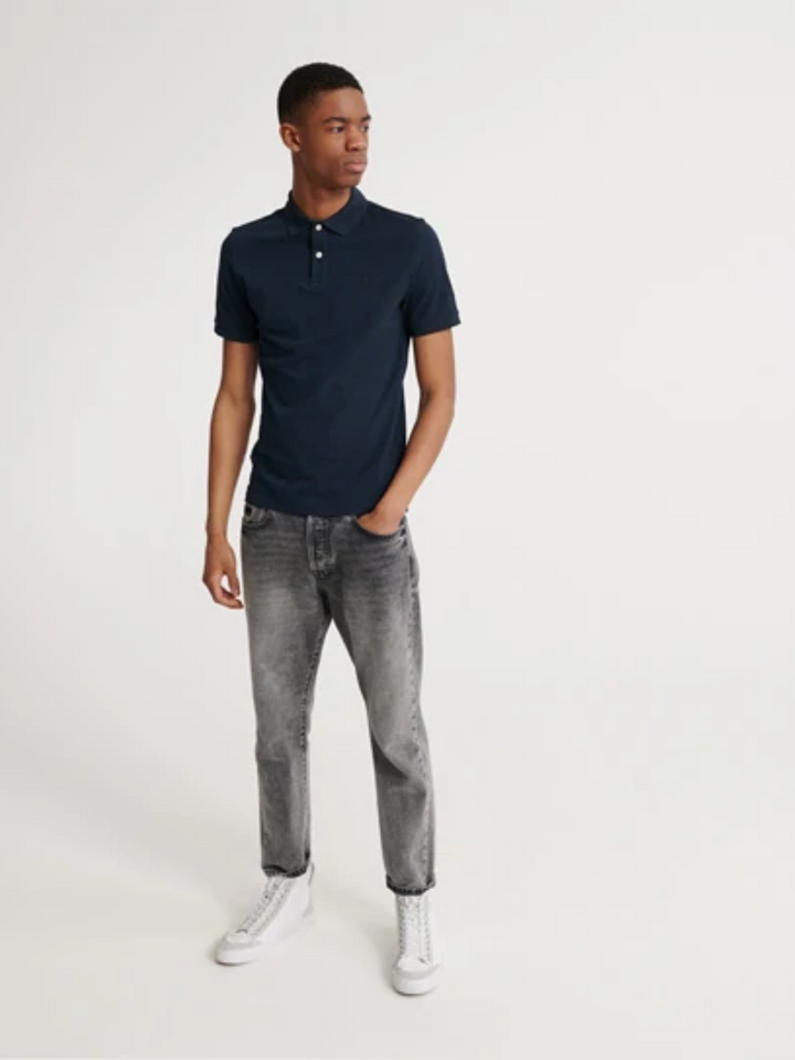Marinblå klassisk Superdry Pique Polo för män