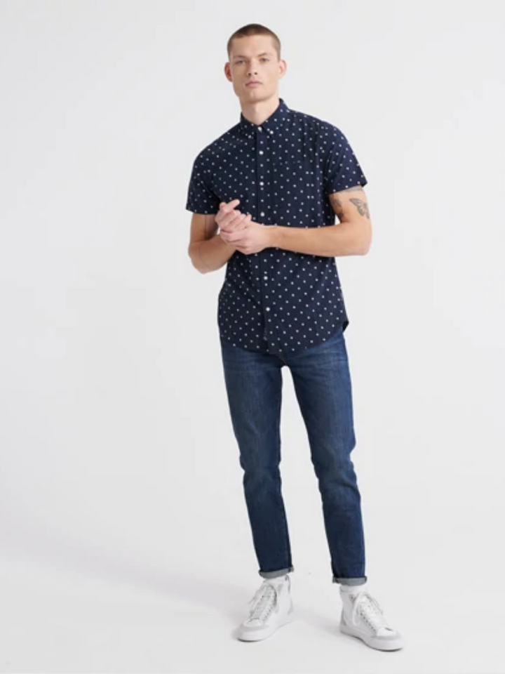 Marinblå kortärmad Superdry skjorta