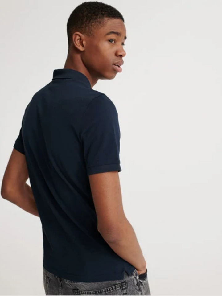 Marinblå klassisk Superdry Pique Polo för män