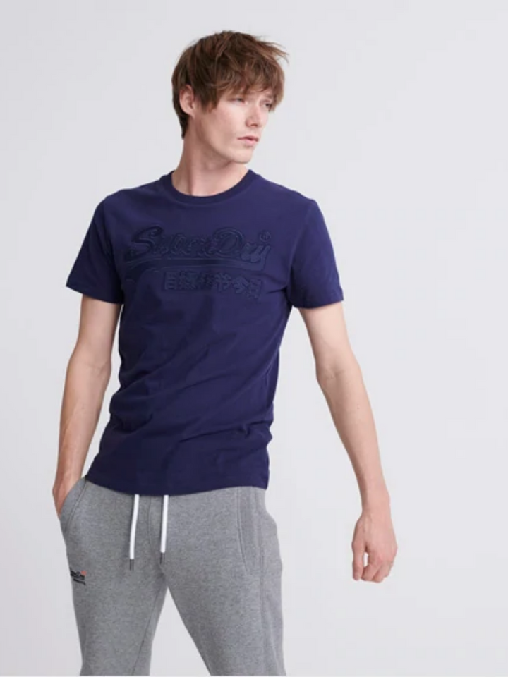 Marinblå Superdry logotyp T-shirt
