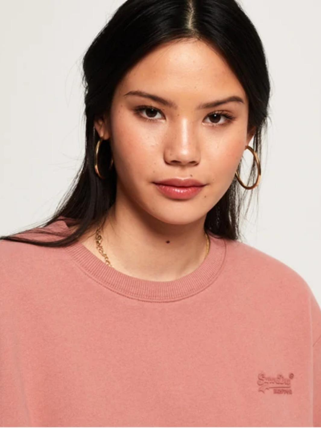 Rosa Superdry sweatshirt med rund hals för kvinnor