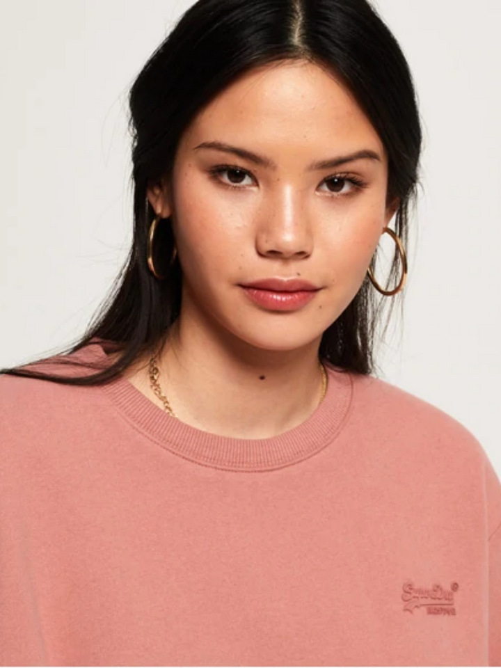 Rosa Superdry sweatshirt med rund hals för kvinnor