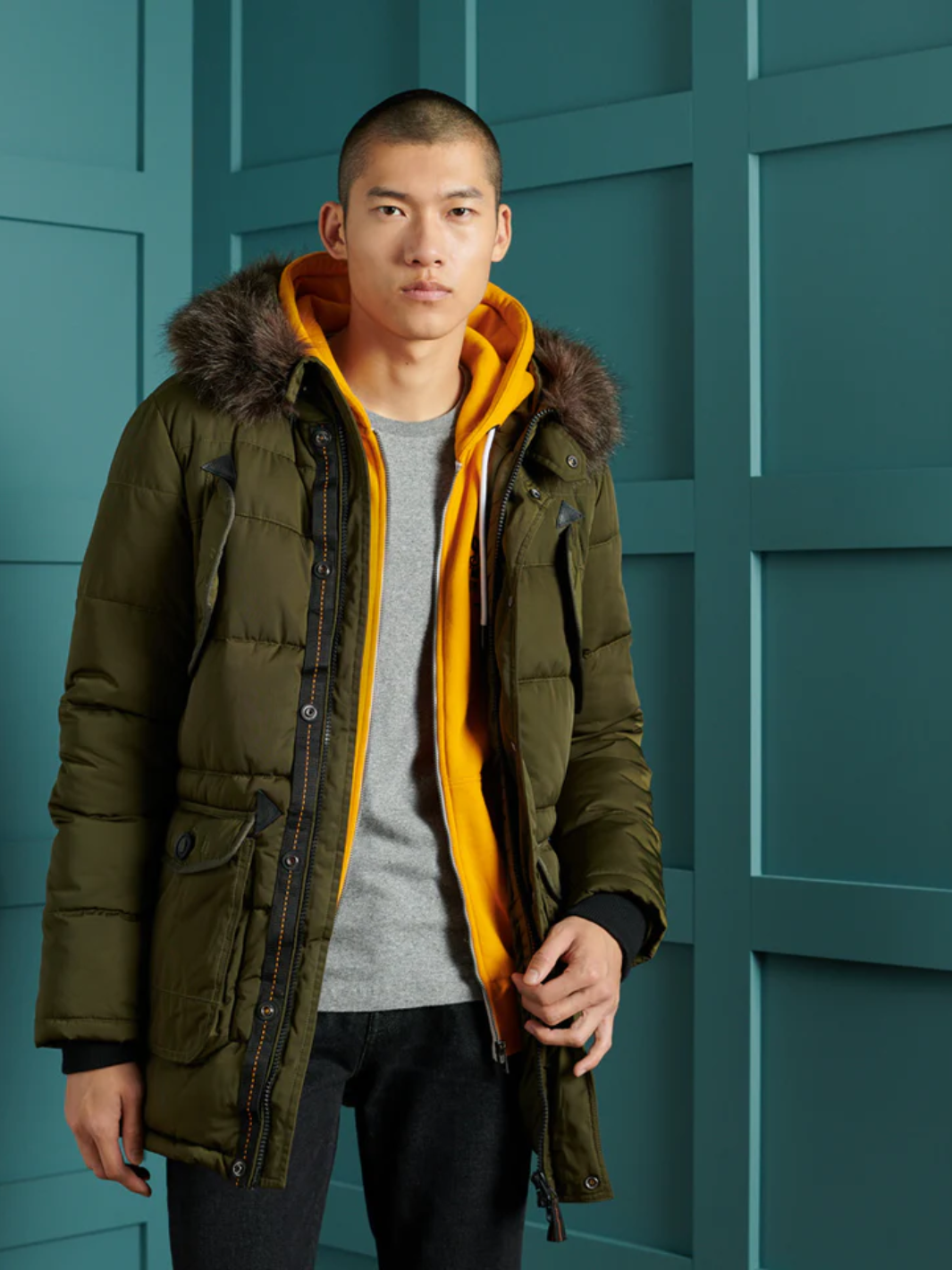 Armégrön Superdry Parka Vinterjacka för män