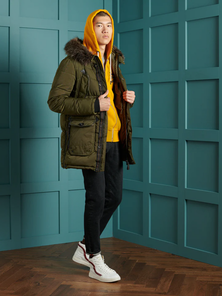 Armégrön Superdry Parka Vinterjacka för män