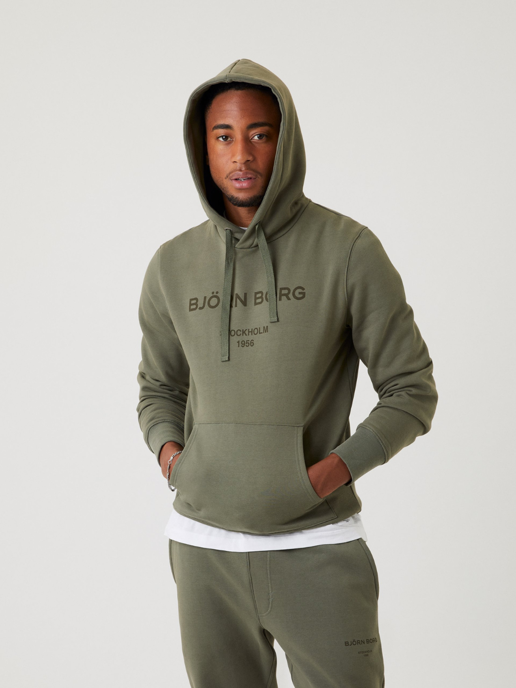 Armygrøn Björn Borg Logo Hoodie