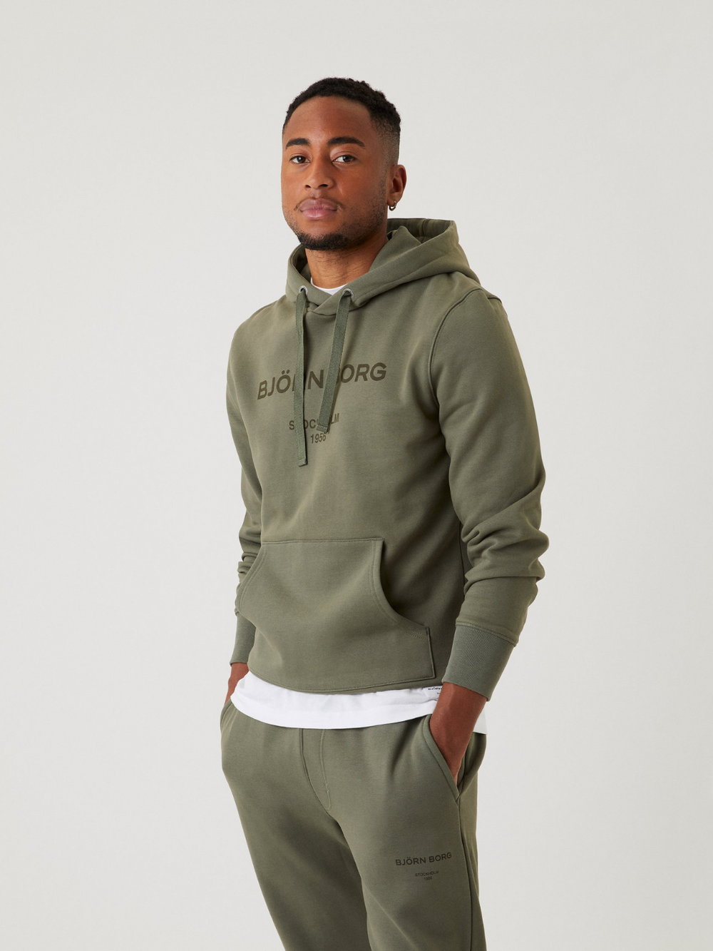 Armygrøn Björn Borg Logo Hoodie