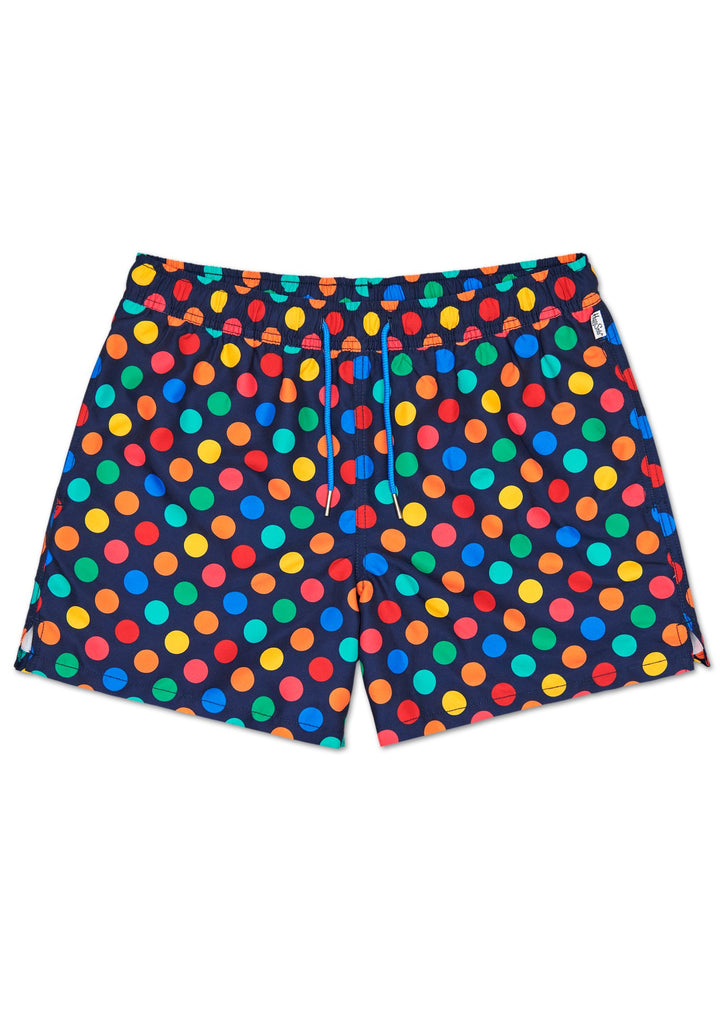 Marinblå prickade simshorts för män