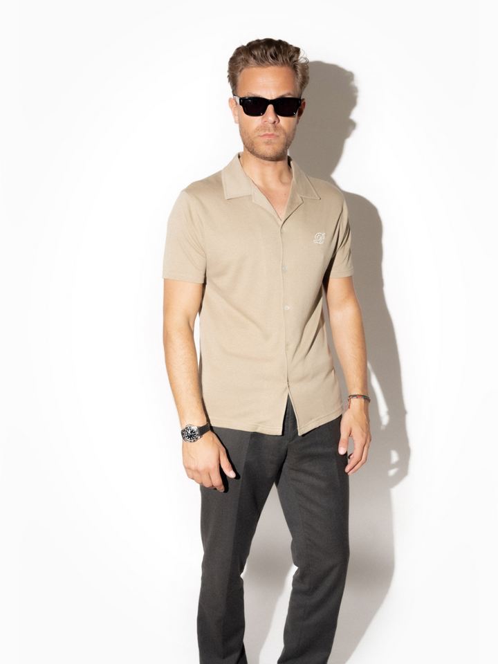 Beige Palapse Camp Collar herrskjorta