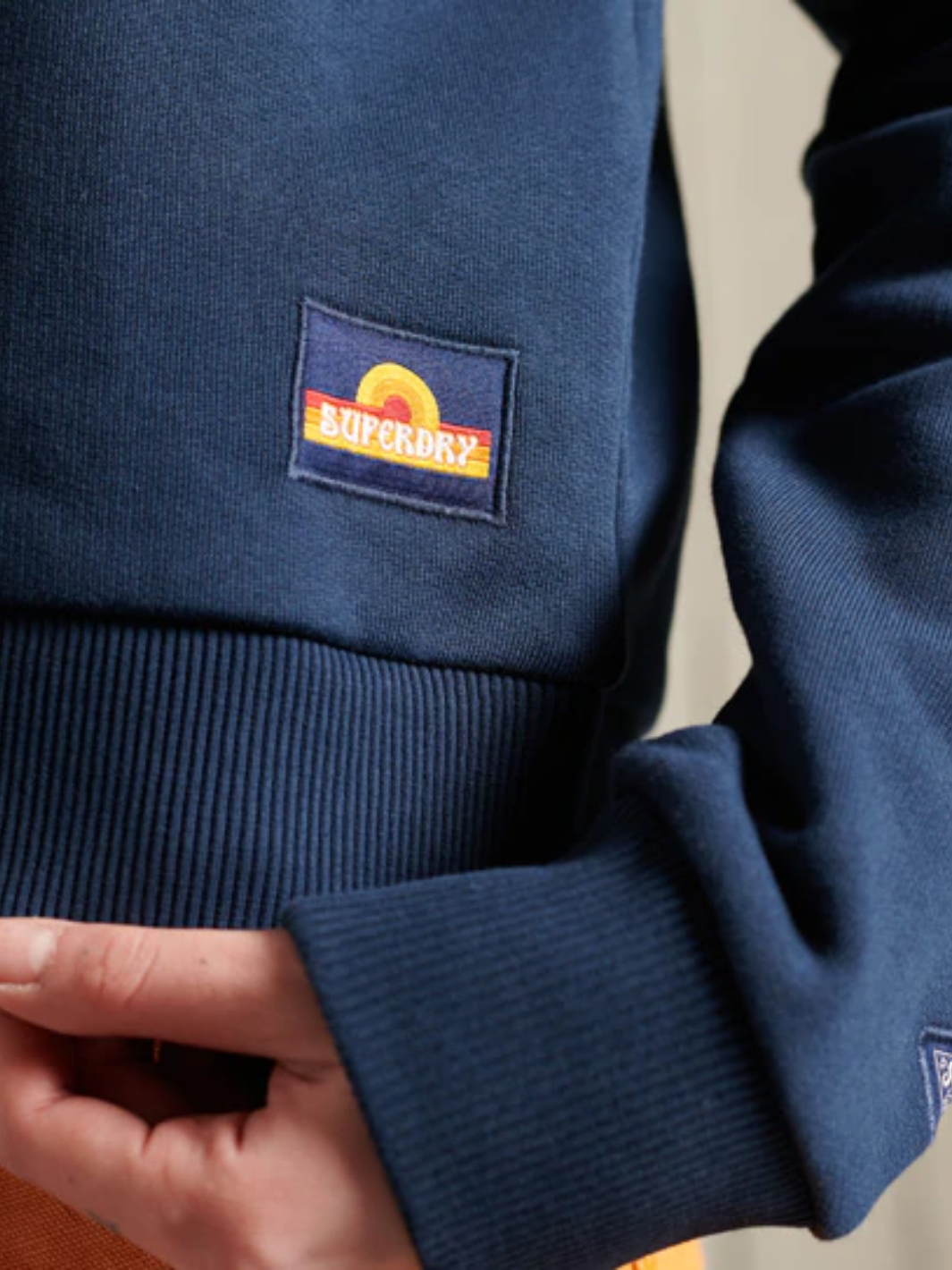 Marinblå Superdry Cali Surf Crop huvtröja för dam