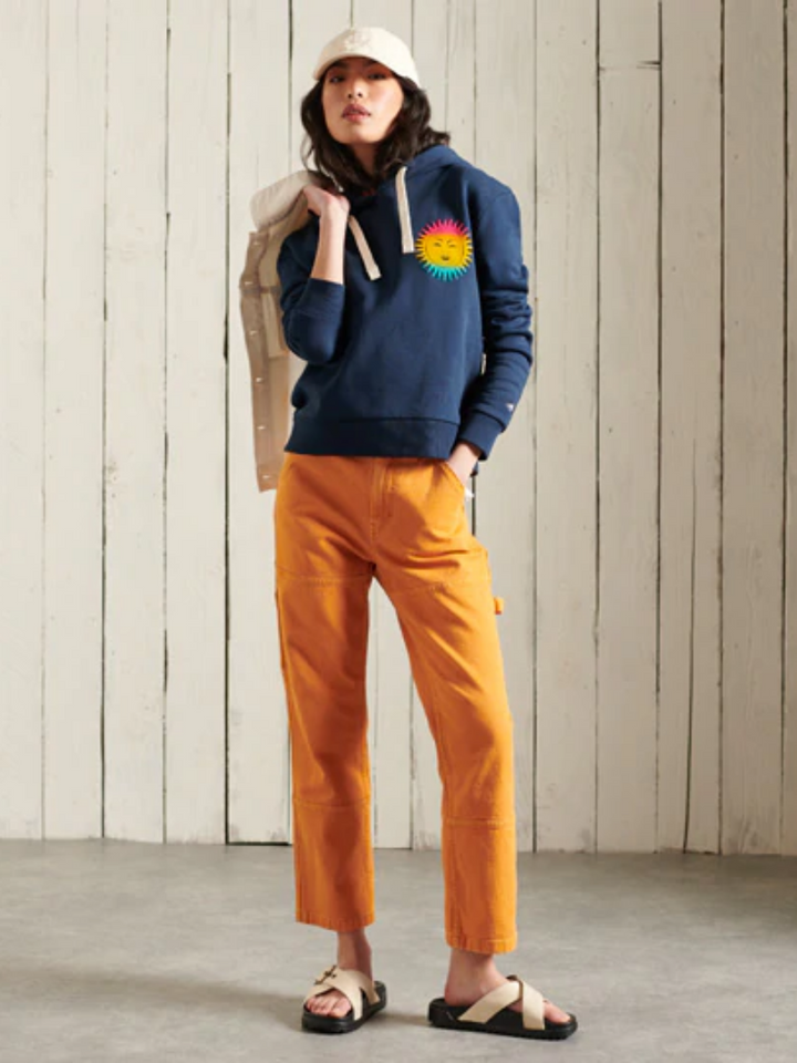 Marinblå Superdry Cali Surf Crop huvtröja för dam