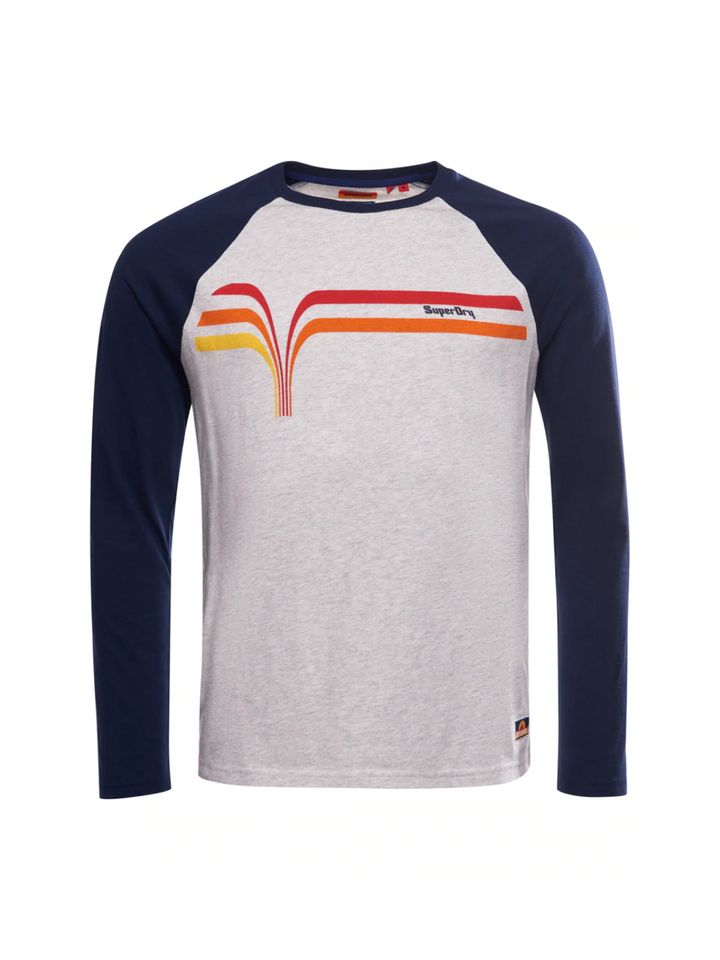 Gråblå Superdry Cali Surf långärmad baseball-T-shirt för män