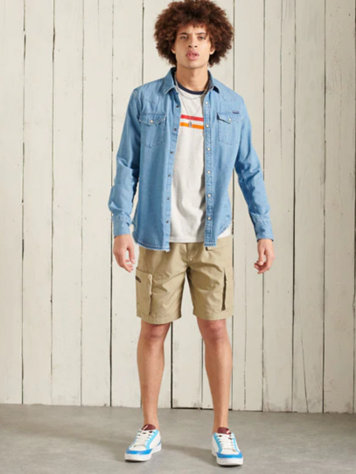 Gråblå Superdry Cali Surf långärmad baseball-T-shirt för män