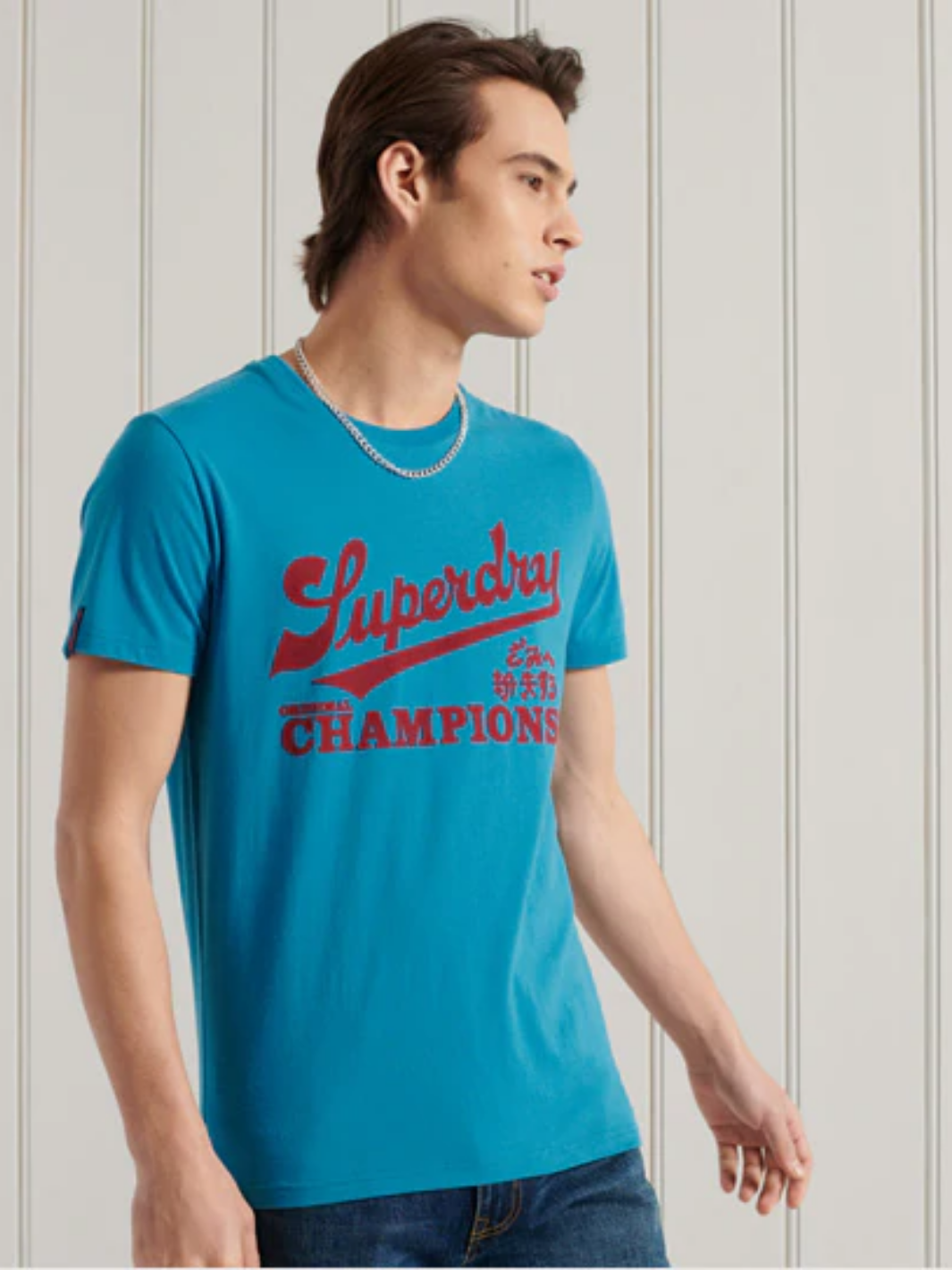 Blå Superdry Collegiate Grafisk T-shirt för män