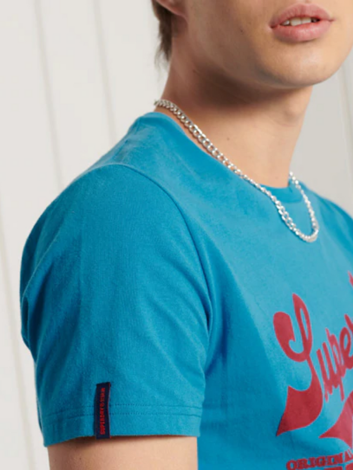 Blå Superdry Collegiate Grafisk T-shirt för män