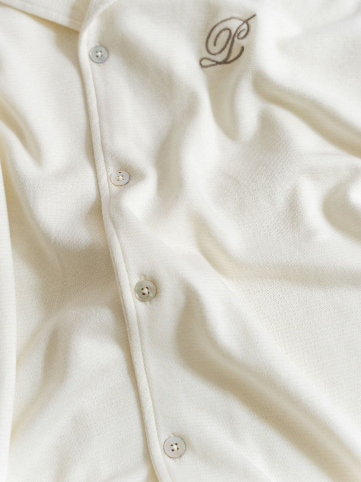 Krämfärgad Palapse Camp Collar herrskjorta