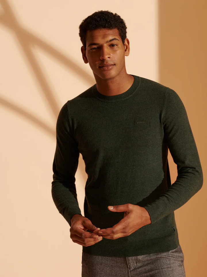 Grön Superdry Crew Neck Herrstickad
