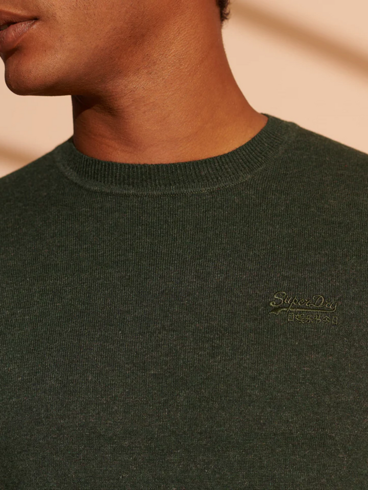 Grön Superdry Crew Neck Herrstickad