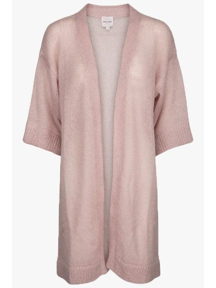 Lång Rosa Moonbeam Cardigan i Mohair