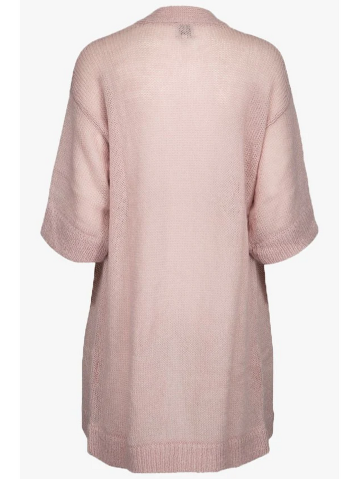 Lång Rosa Moonbeam Cardigan i Mohair