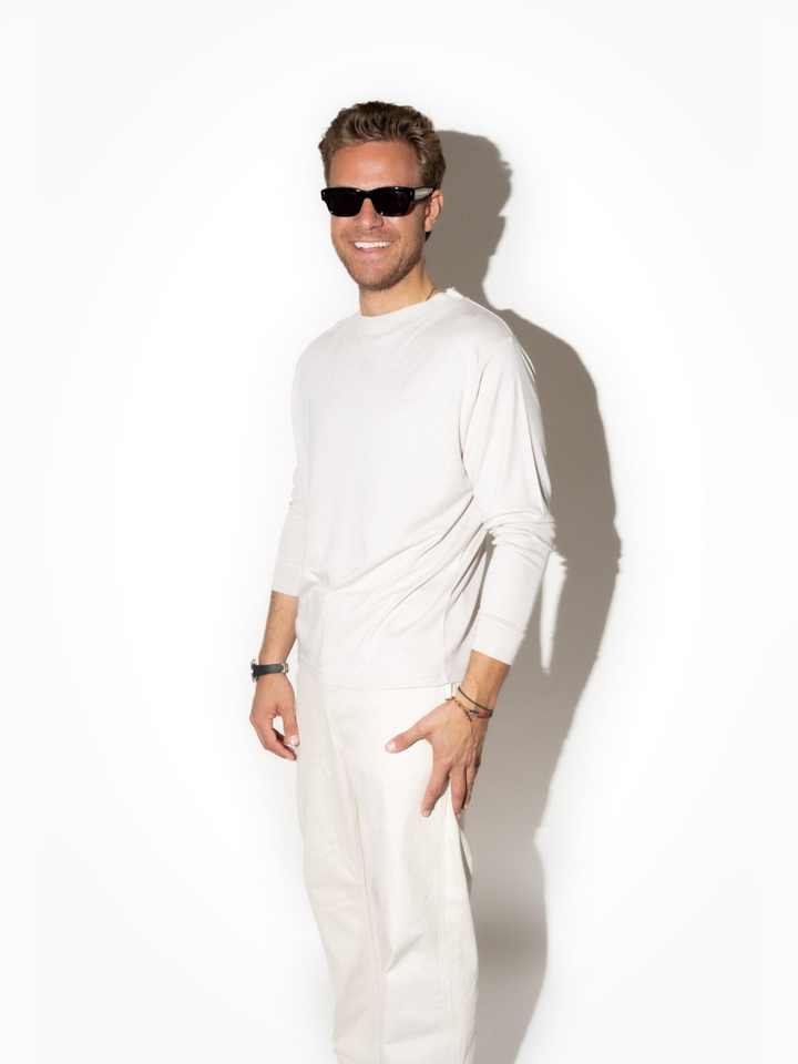 Långärmad Sand Palapse Lyocell T-shirt för män