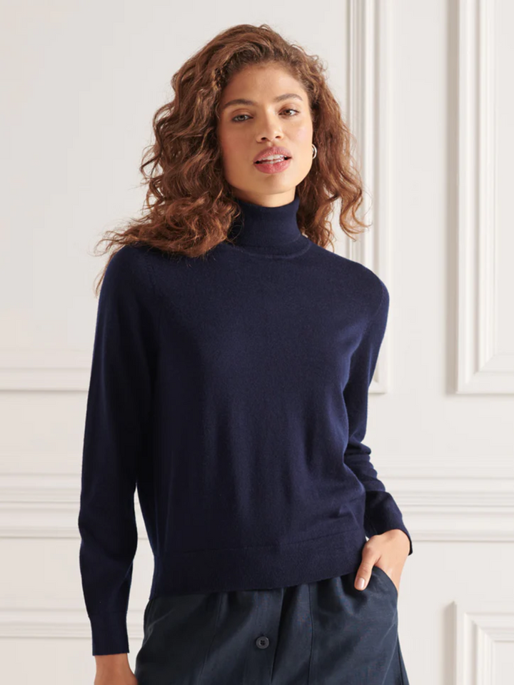 Marinblå Superdry Merino Turtleneck dam