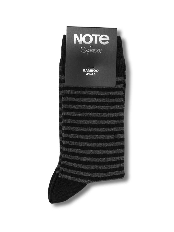 Mörkgrå randig Note Bamboo Sock