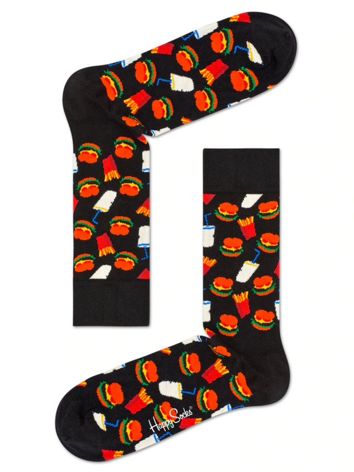 Svarta Happy Socks Hamburgersocka för honom och henne
