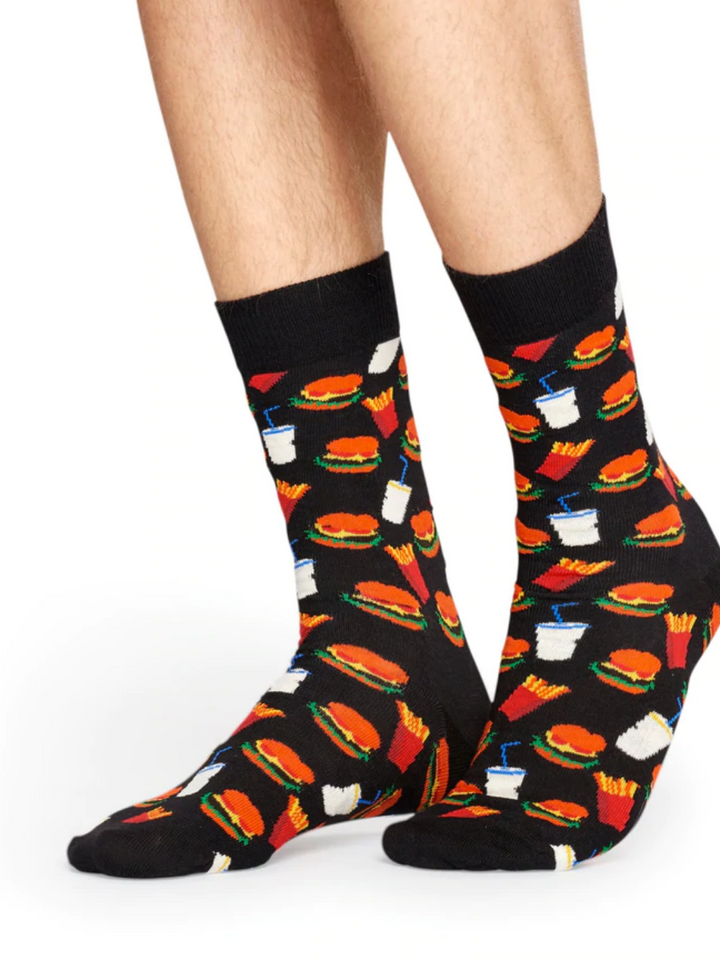 Svarta Happy Socks Hamburgersocka för honom och henne