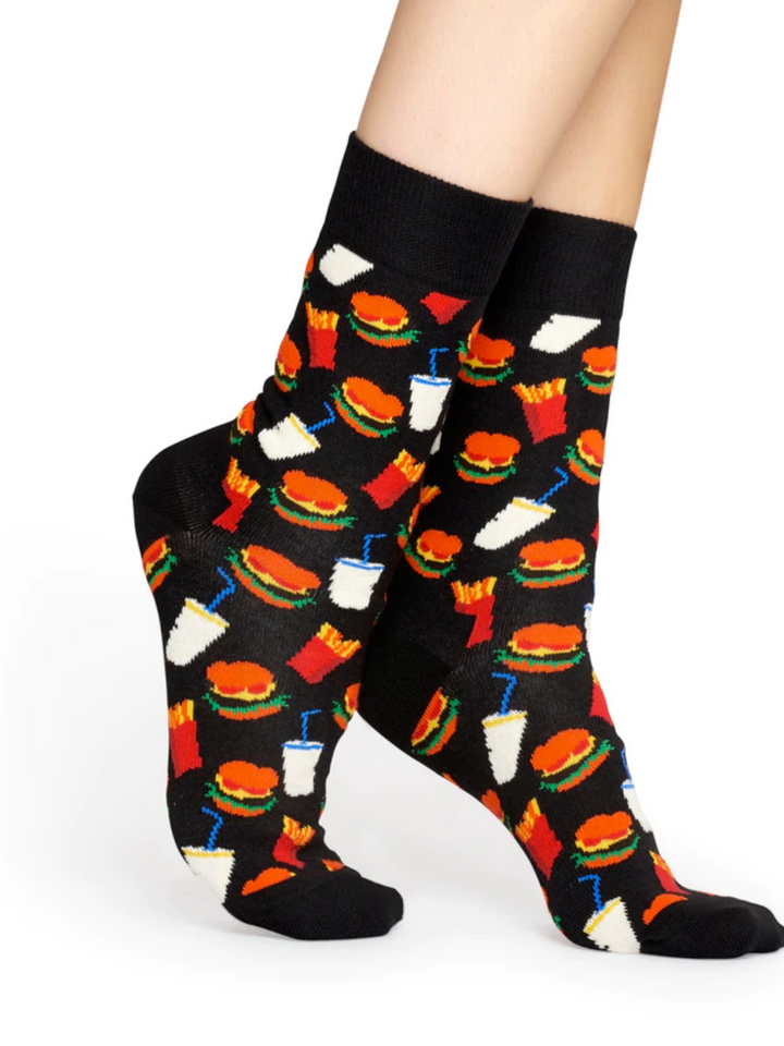 Svarta Happy Socks Hamburgersocka för honom och henne